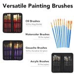 ESRICH 166 Pcs Painting Set, Painting Supplies with 96 Paint(Oil, Watercolor，Gouache & Acrylic Paint) Metal and Wooden Easels, Canvas, Paper Pads, 45 Paintbrushes etc. for Adults, Kids, Artists