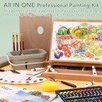 ESRICH 166 Pcs Painting Set, Painting Supplies with 96 Paint(Oil, Watercolor，Gouache & Acrylic Paint) Metal and Wooden Easels, Canvas, Paper Pads, 45 Paintbrushes etc. for Adults, Kids, Artists