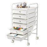 6-Drawer Rolling Storage Cart, Plastic Drawer Storage Organizer Rolling Cart, Multipurpos Utility Cart for Classroom Art Craft Supplies Dresser Closet Bathroom Bedroom Kitchen Office School