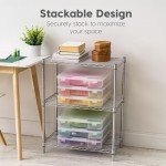 IRIS USA Fits 12" x 12" Paper, 6 Pack Thick Portable Plastic Scrapbook Paper Storage Cases with Built-in Handle for Art and Craft Supplies Yarn File Paper Office Documents Toys, Rounded Corner, Clear