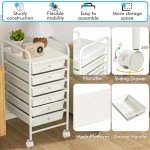 6-Drawer Rolling Storage Cart, Plastic Drawer Storage Organizer Rolling Cart, Multipurpos Utility Cart for Classroom Art Craft Supplies Dresser Closet Bathroom Bedroom Kitchen Office School