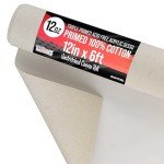 U.S. Art Supply 12" Wide x 2 Yards (6 Feet) Long Unstretched Canvas Roll - 100% Cotton, 12-Ounce Triple Primed Gesso, Acid-Free - Pro Artist Quality, Oil & Acrylic Painting, Murals - Cut To Frame Size
