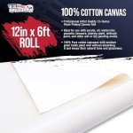 U.S. Art Supply 12" Wide x 2 Yards (6 Feet) Long Unstretched Canvas Roll - 100% Cotton, 12-Ounce Triple Primed Gesso, Acid-Free - Pro Artist Quality, Oil & Acrylic Painting, Murals - Cut To Frame Size