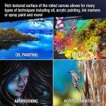 U.S. Art Supply 12" Wide x 2 Yards (6 Feet) Long Unstretched Canvas Roll - 100% Cotton, 12-Ounce Triple Primed Gesso, Acid-Free - Pro Artist Quality, Oil & Acrylic Painting, Murals - Cut To Frame Size