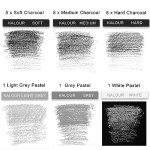 KALOUR 24 Pro Charcoal Drawing Set - Soft,Medium,Hard Charcoal and White Charcoal - Charcoal Sticks for Drawing Sketching Shading - Art Supplies Gift for Artists Beginners Adults
