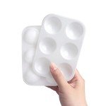 Tamaki 8 PCS White Plastic Paint Tray Palettes, Watercolor Palette Painting Tray for Painting Party, DIY Craft and Art Painting