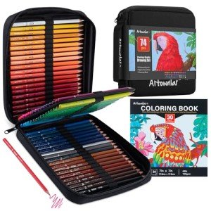 Artownlar Premium 72 Colored Pencils with Coloring Books Set, Artist Soft Core Vibrant Colors, Blending Shading Drawing Sketching Art Supplies, Oil Based Gift Case for Adults Girls Teens.