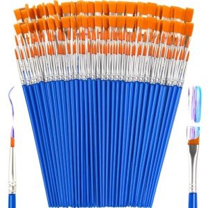 ZRLEI Small Paint Brushes Bulk, 160 Pcs Flat Tip Round Acrylic Paint Brushes for Kids Classroom Acrylic Watercolor Canvas Face Painting Touch Up