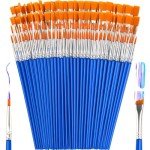 ZRLEI Small Paint Brushes Bulk, 160 Pcs Flat Tip Round Acrylic Paint Brushes for Kids Classroom Acrylic Watercolor Canvas Face Painting Touch Up