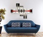 Wieco Art White Lines 100% Hand-painted Stretched Canvas Wall Art for Living Room Decoration Home Decor Abstract Oil Paintings on Canvas