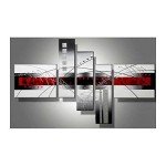 Wieco Art White Lines 100% Hand-painted Stretched Canvas Wall Art for Living Room Decoration Home Decor Abstract Oil Paintings on Canvas