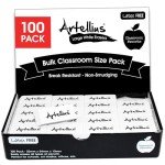Artellius White Erasers - Large Size Latex & Smudge Free - Bulk School Supplies for Classrooms, Drawing, Teachers, Homeschool, Office, Art Class - Pack of 100