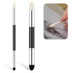 Artist Blending Sponge Pen Dual Tip Reusable Drawing Art Soft Pastel Blending Tools Washable Sketch Rubbing Sponge Brush for Artist Professional Sketch Drawing Blending Lightening and Highlight