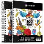 Artisto 9x12 Premium Sketch Book Set, Spiral Bound, Pack of 2, 200 Sheets (100g/m2), Acid-Free Drawing Paper, Ideal for Kids, Teens & Adults.