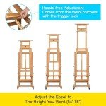 MEEDEN Movable Large H-Frame Painting Easel - Artist Studio Easel - Heavy Duty Art Easel Stand for Adults, Solid Beech Wood Easel, Holds Canvas Art Up to 78.7" High