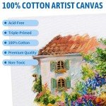FIXSMITH Canvas Boards for Painting 8x10 Inch, Super Value 12 Pack White Blank Canvas Panels, 100% Cotton Primed, Painting Art Supplies for Professionals, Hobby Painters, Students & Kids