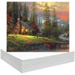 FIXSMITH Canvas Boards for Painting 8x10 Inch, Super Value 12 Pack White Blank Canvas Panels, 100% Cotton Primed, Painting Art Supplies for Professionals, Hobby Painters, Students & Kids