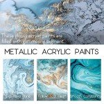 HissiCo Metallic Acrylic Paint Set of Premium 20 Colors, Professional Grade Metallic Paint with 2fl oz（60ml） Bottles, Non-Toxic, Rich Pigments - For Artists, Hobby Painters, Kids