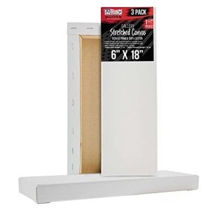 U.S. Art Supply Long Stretched Canvas for Painting 6x18 inch Gallery Depth 1-1/2" Thick, 3-Pack - 12oz Acrylic Gesso Triple Primed, Professional Artist Quality, 100% Cotton - Pouring, Oil Paint