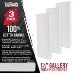 U.S. Art Supply Long Stretched Canvas for Painting 6x18 inch Gallery Depth 1-1/2" Thick, 3-Pack - 12oz Acrylic Gesso Triple Primed, Professional Artist Quality, 100% Cotton - Pouring, Oil Paint