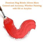 Fuumuui Professional Oil Paint Brush Set, 11pcs Superior Hog Bristle Paint Brushes Perfect for Oil Acrylic Gouache Painting