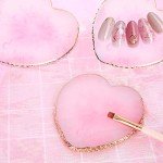 Molain Nail Art Palettes Resin Nail Mixing Palette Polish Color Mixing Plate Golden Edge Resin Nail Holder Heart Shape Cosmetic Mixing Tools