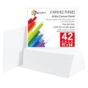 Simetufy 11 x 14 inch 42 Pack Painting Canvas Boards- Gesso Primed Acid-Free 100% Cotton Canvas Panels for Acrylics Oil Watercolor Tempera Paints