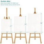 VISWIN Adjustable Height Display Easel 57" to 76", Holds Canvas up to 43", Holds 22 lbs, Beech Wood Art Easel for Painting, Easy to Assemble Floor Wooden Easel Stand for Adults, Beginners - Natural
