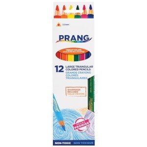 Prang Triangular Colored Pencils With Sharpener, Assorted Colors, 5.5 mm Core, 12 Count