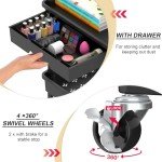 Goovilla 3 Tier Rolling Utility Cart Organizer with Removable Drawer, Stable and Sturdy Black Rolling Storage Carts with 2 Lockable Wheels for Bathroom, Kitchen, Snack, Craft, Makeup, Baby Essentials