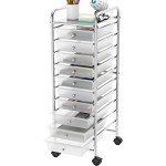 Simple Houseware Utility Cart with 10 Drawers Rolling Storage Art Craft Organizer on Wheels, Chrome