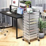 Simple Houseware Utility Cart with 10 Drawers Rolling Storage Art Craft Organizer on Wheels, Chrome