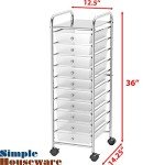 Simple Houseware Utility Cart with 10 Drawers Rolling Storage Art Craft Organizer on Wheels, Chrome