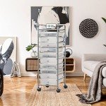 Simple Houseware Utility Cart with 10 Drawers Rolling Storage Art Craft Organizer on Wheels, Chrome