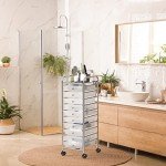 Simple Houseware Utility Cart with 10 Drawers Rolling Storage Art Craft Organizer on Wheels, Chrome
