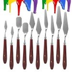 10PCS Palette Knife, Stainless Steel Painting Knife Set, Flexible Spatula Pallet Knife, Metal Artist Knives, Oil Painting Accessories Color Mixing Scraper for Oil, Canvas, Acrylic Painting By CUALORK