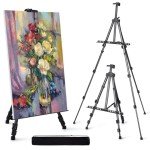 Artify Easel for Painting, Double-Tier Easel Stand, Adjustable Height from 22-66 Inches, Tripod for Painting and Display with Carrying Bag, 66 Inches, Black