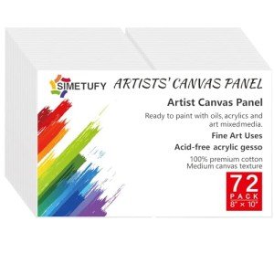 Simetufy 72 Pack 8 x 10 inch Canvas Boards for Painting Flat Canvas Panels Bulk Value Pack for Classes and Parties 100% Cotton for Acrylics Paint