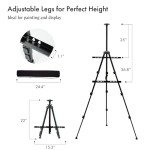 Artify Easel for Painting, Double-Tier Easel Stand, Adjustable Height from 22-66 Inches, Tripod for Painting and Display with Carrying Bag, 66 Inches, Black