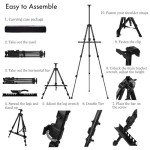 Artify Easel for Painting, Double-Tier Easel Stand, Adjustable Height from 22-66 Inches, Tripod for Painting and Display with Carrying Bag, 66 Inches, Black