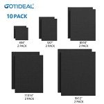 GOTIDEAL 10Pcs Black Stretched Canvases for Painting, Multi Pack 4x4", 5x7", 8x10",9x12", 11x14" Set of 10, Primed 100% Cotton Artist Blank Canvas Boards for Painting, Acrylic Pouring, Oil Paint Art