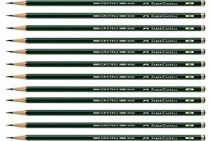 Faber-Castell Pencils, Castell 9000 Graphite art 2B pencils for drawing, sketching - 12 Artist pencils