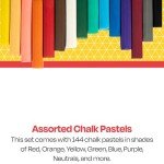 School Smart Square Chalk Pastels, Assorted Colors, Set of 144