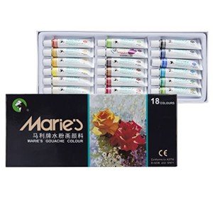 Marie's Artist Gouache Paint Sets - Highly Pigmented Gouache for Painting, Artists, Illustrators & Designers - Set of 18 Assorted Color Tubes (12mL/0.4oz)