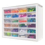 IRIS USA Plastic Drawer Storage Organizer, 24-Drawer Teacher Toolbox Bead Small Parts Organizer Cabinet for Hardware Crafts Nuts Bolts Tools Sticker Home Business Scrapbook Art Hobby Garage - White