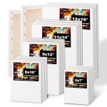 Koseibal 15 Pack Stretched Canvases for Painting, 12x16/11x14/9 x12/8x10/5x7(3 of Each), 100% Cotton Acid-Free Artist Anti-Seep Blank Primed Canvas for Oil, Acrylic, Pouring Paint.