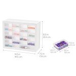 IRIS USA Plastic Drawer Storage Organizer, 24-Drawer Teacher Toolbox Bead Small Parts Organizer Cabinet for Hardware Crafts Nuts Bolts Tools Sticker Home Business Scrapbook Art Hobby Garage - White