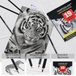 MARTCOLOR Charcoal Drawing Set, 19 Pieces, Black & White Charcoal Pencils for Drawing, Sketching, Shading, Blending, Artist Pencils for Beginners & Pro Artists