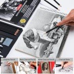PANDAFLY Drawing Sketching Pencil Set, 22 Piece Pro Art Pencil Kit - Graphite Pencils (12B-2H), Black and White Charcoal Pencils, Charcoal Sticks, Stumps, Eraser, Sharpeners