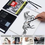 MARTCOLOR Charcoal Drawing Set, 19 Pieces, Black & White Charcoal Pencils for Drawing, Sketching, Shading, Blending, Artist Pencils for Beginners & Pro Artists